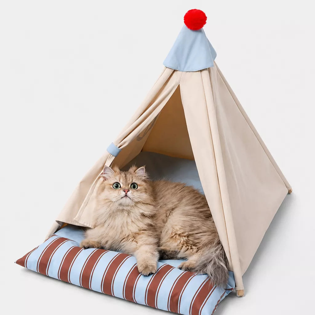Semi-Enclosed Tent Bed for Small Dogs and Cats