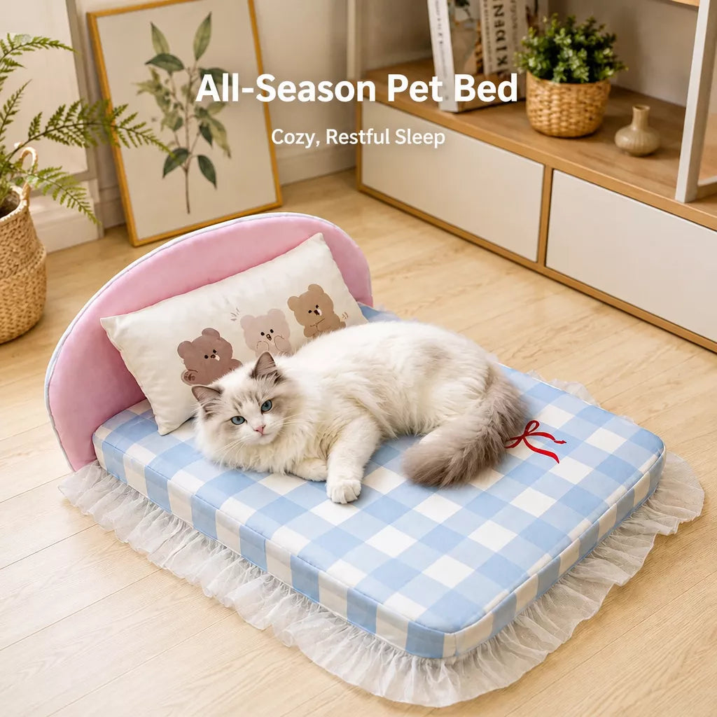 Waterproof Pet Bed with Removable Cover and Pillow