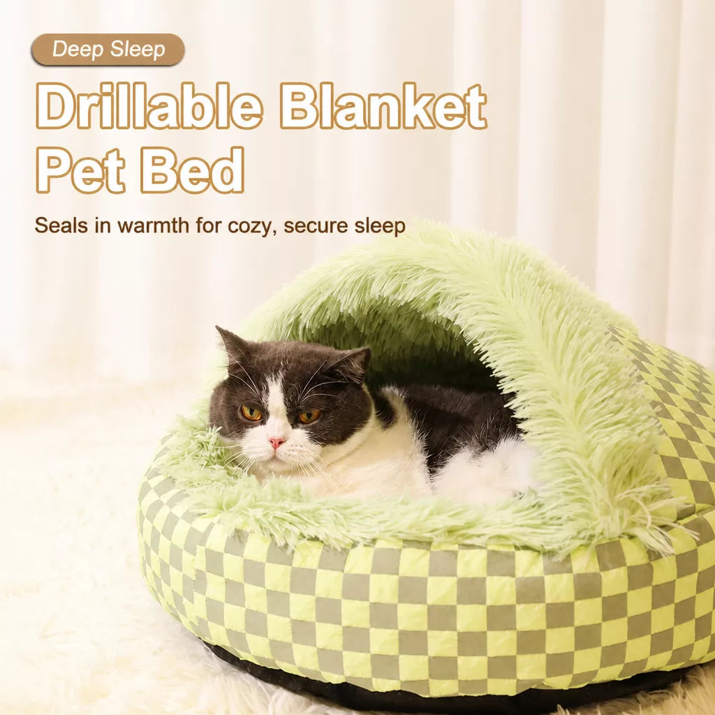 Semi-Enclosed Pet Bed for Cats and Small Dogs