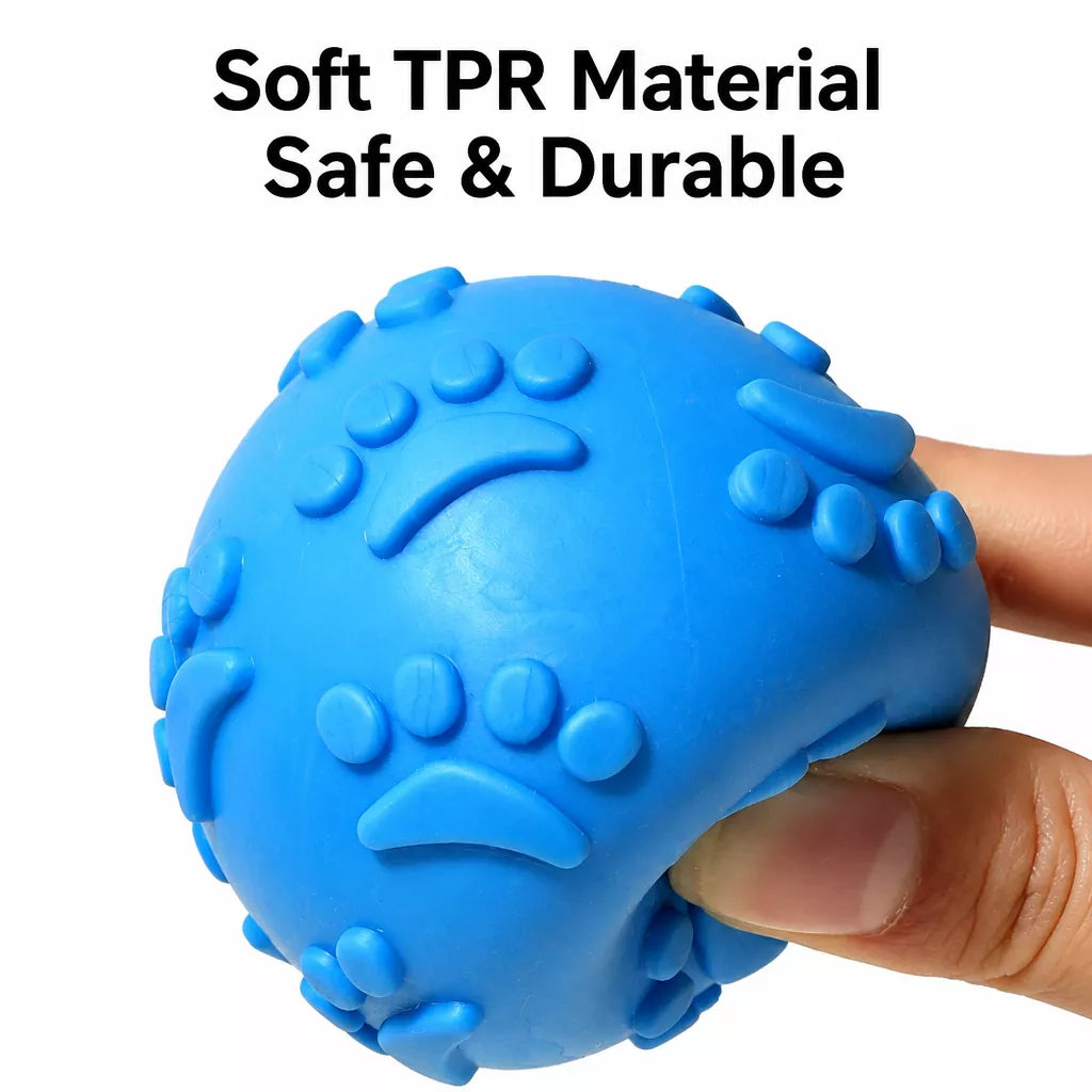 TPR Paw Print Squeaky Ball Dog Toy for Interactive Play