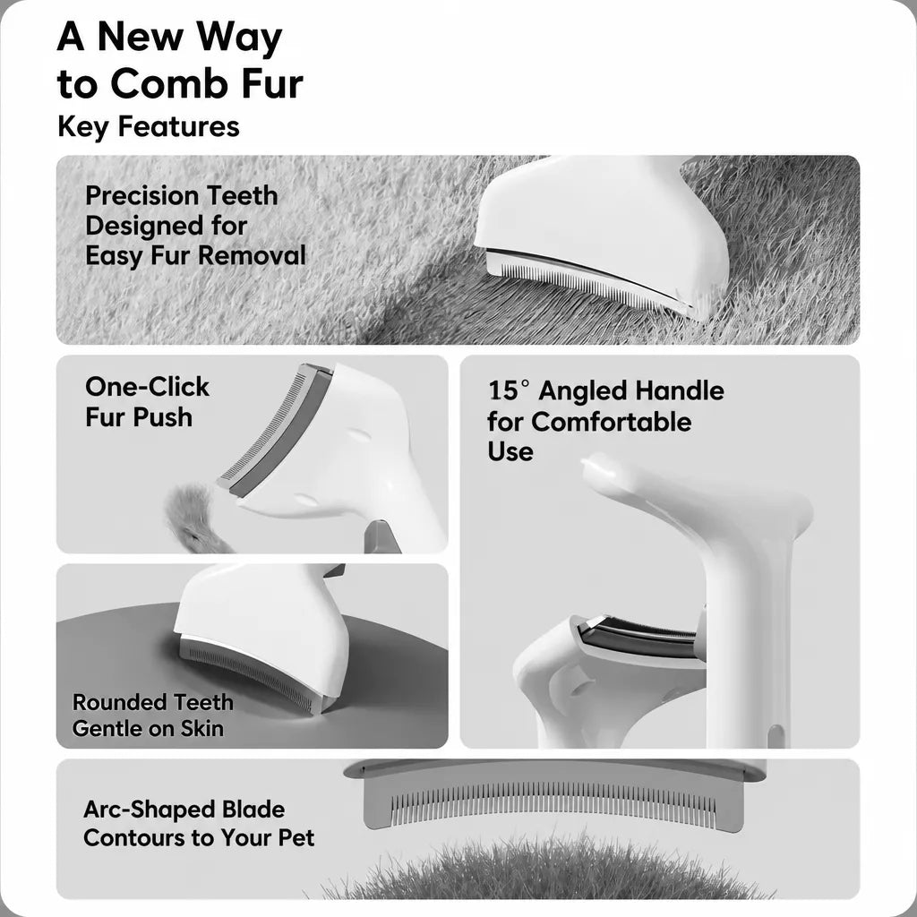 Curved-Tooth Pet Grooming Comb for Cats and Dogs