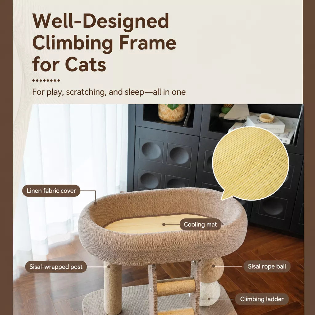 Low-Profile Cat Tree with Sisal Scratching Mat