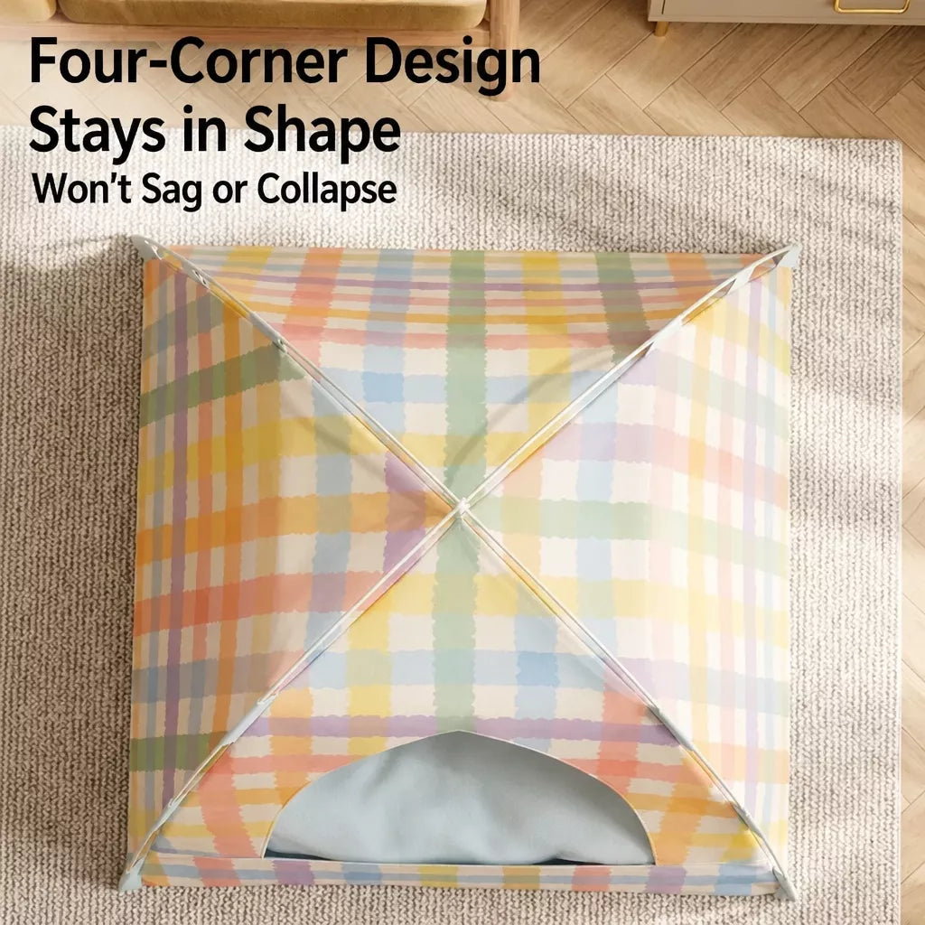 Semi-Enclosed Cat Tent Bed with Removable Mat