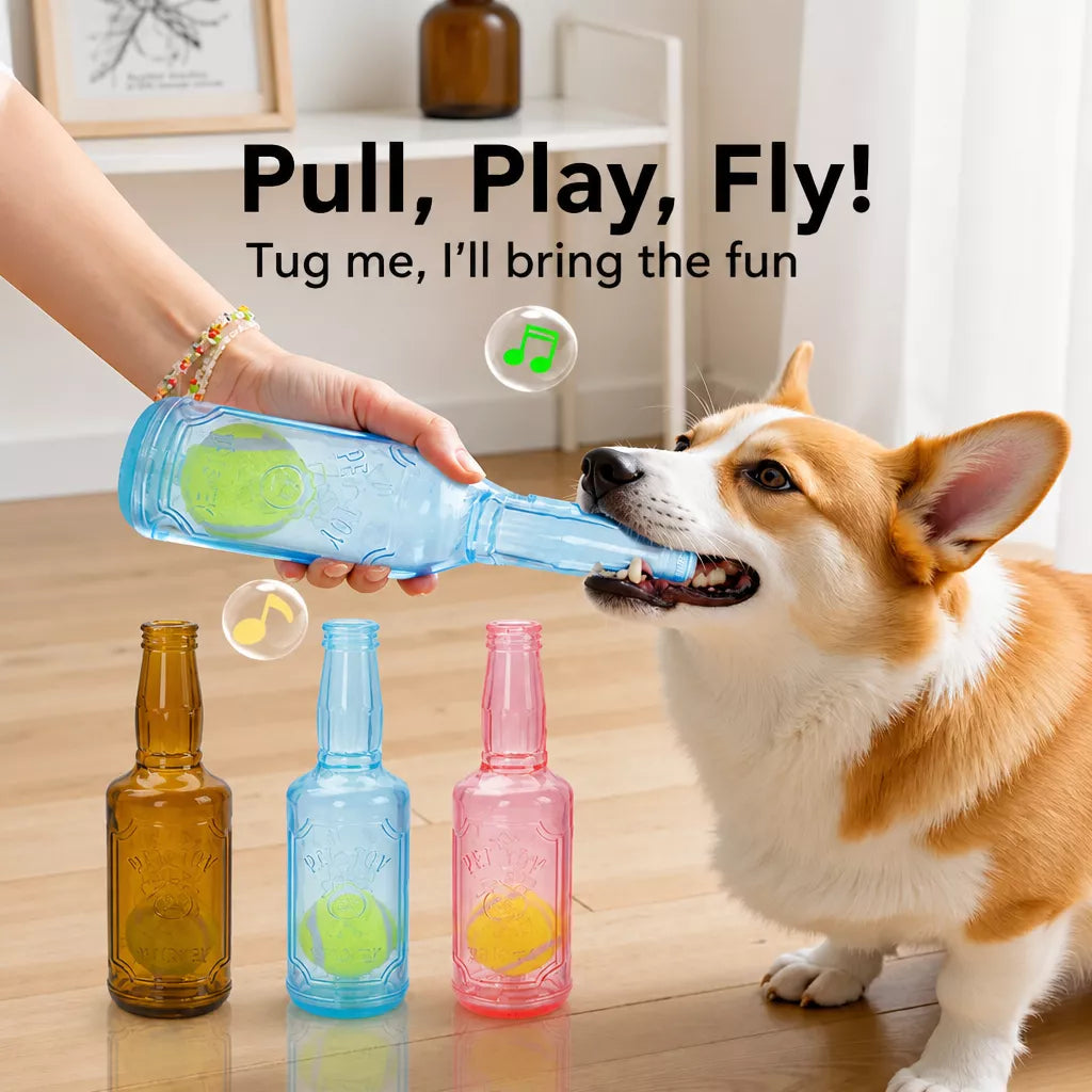 Small Dog Squeaky Bottle Toy with Tennis Ball