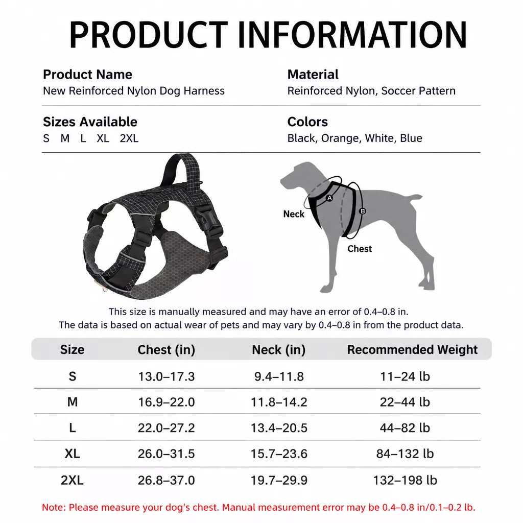 Adjustable Nylon Vest-Style Dog Harness and Leash Set