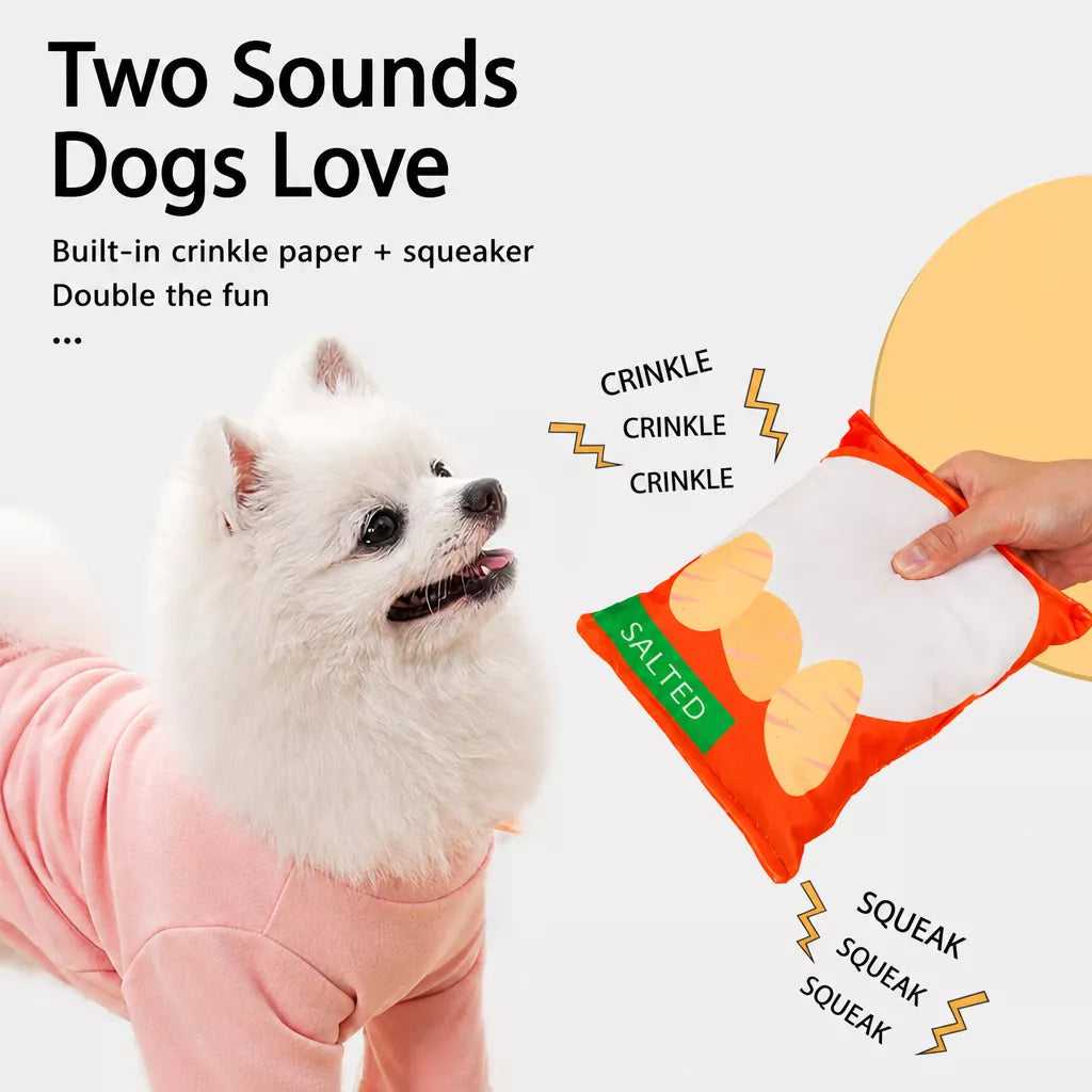 Plush Squeaky Potato Chip Toy for Dogs and Cats