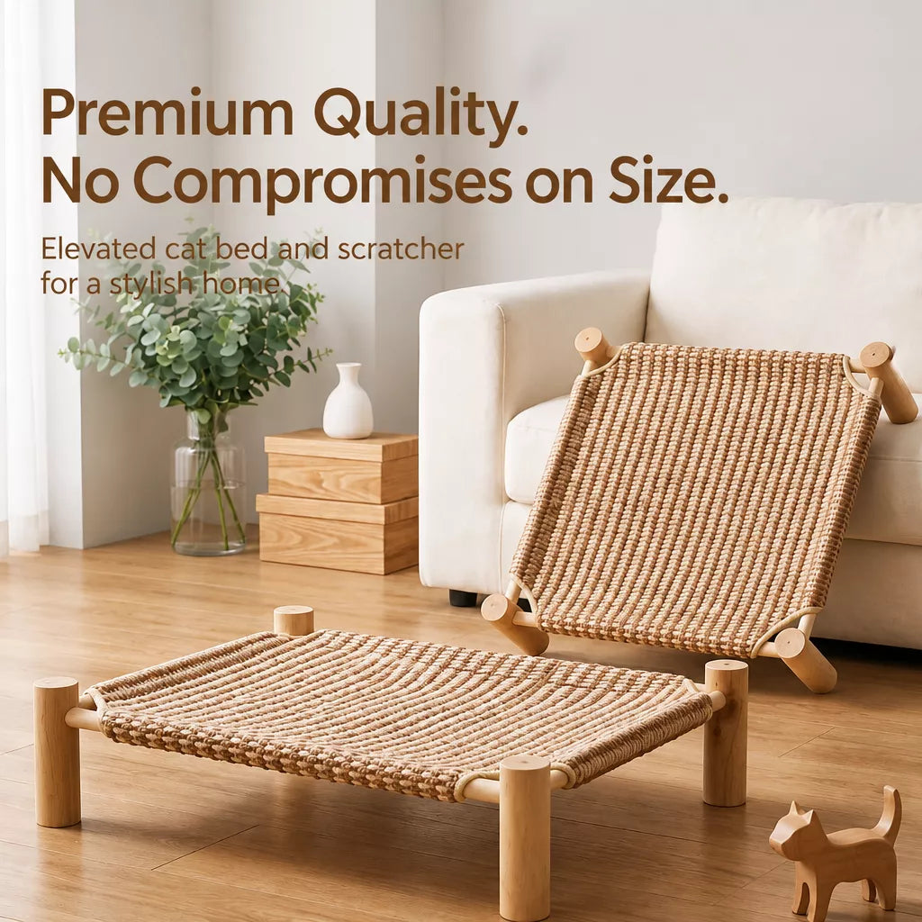 Woven Cat Bed with Scratching Surface