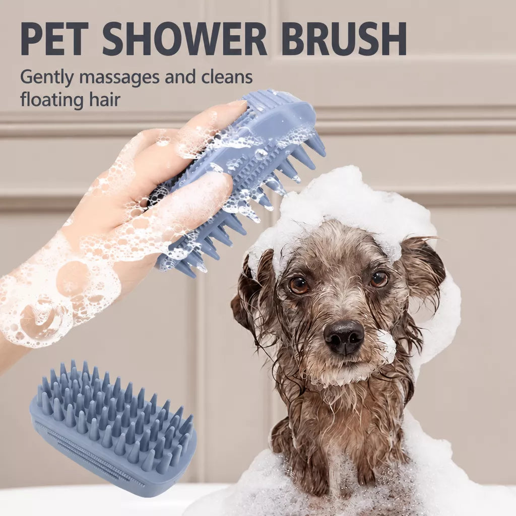 Silicone Pet Bath & Grooming Brush for Dogs and Cats