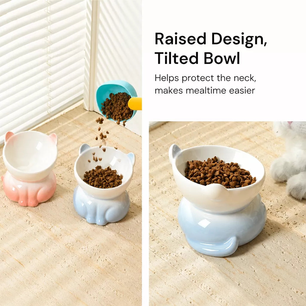 Elevated Ceramic Cat Food Bowl