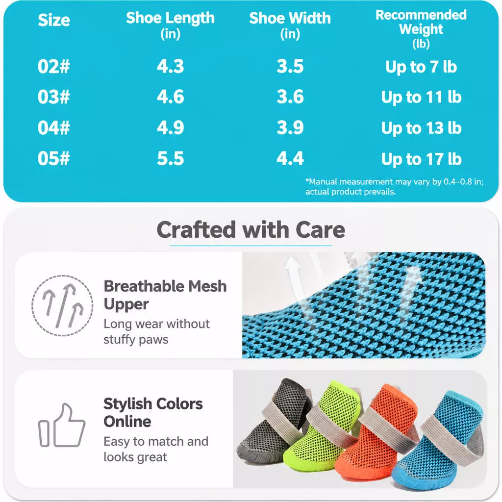Breathable Mesh Dog Shoes with Elastic Straps