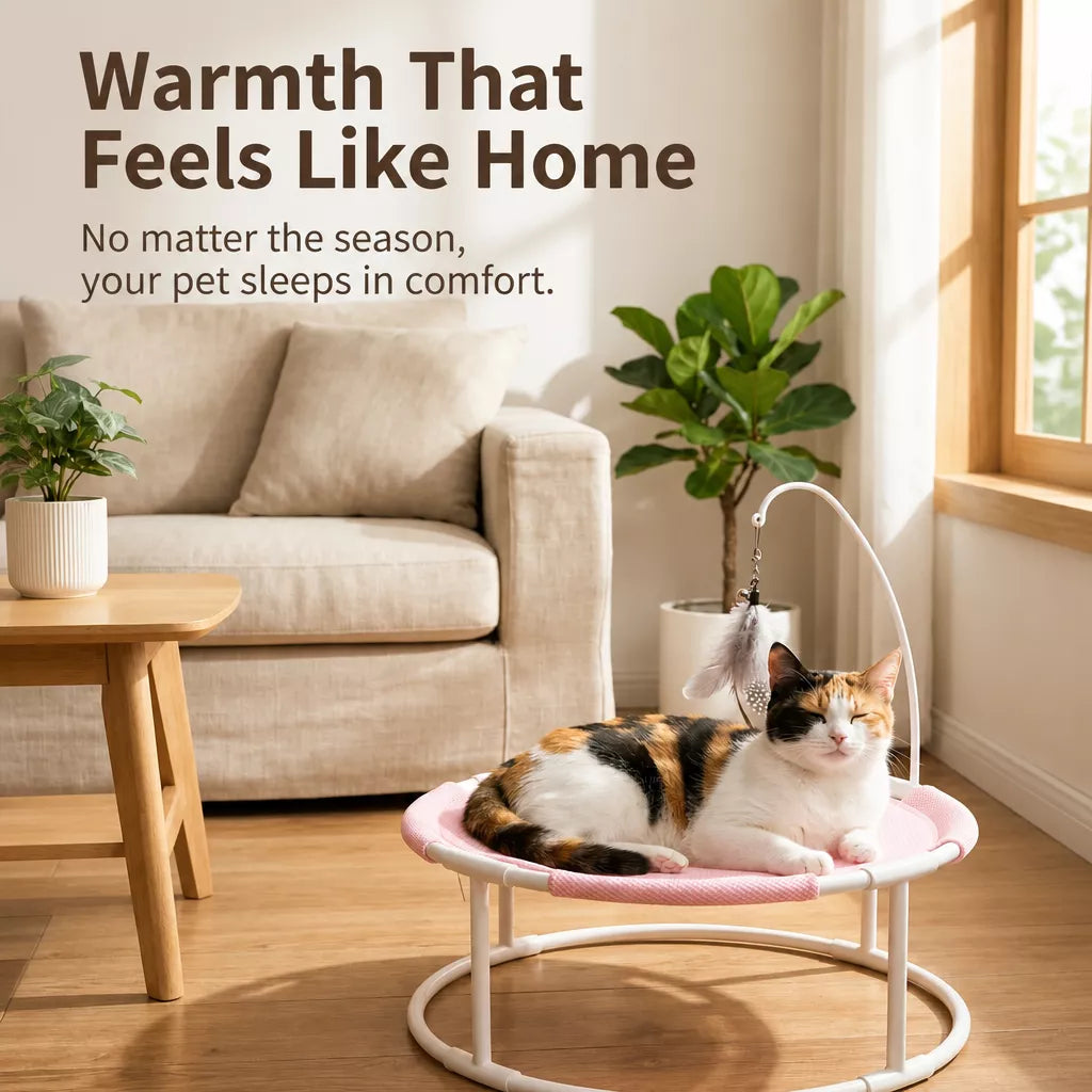 Round Elevated Pet Bed with Breathable Hammock-Style Surface