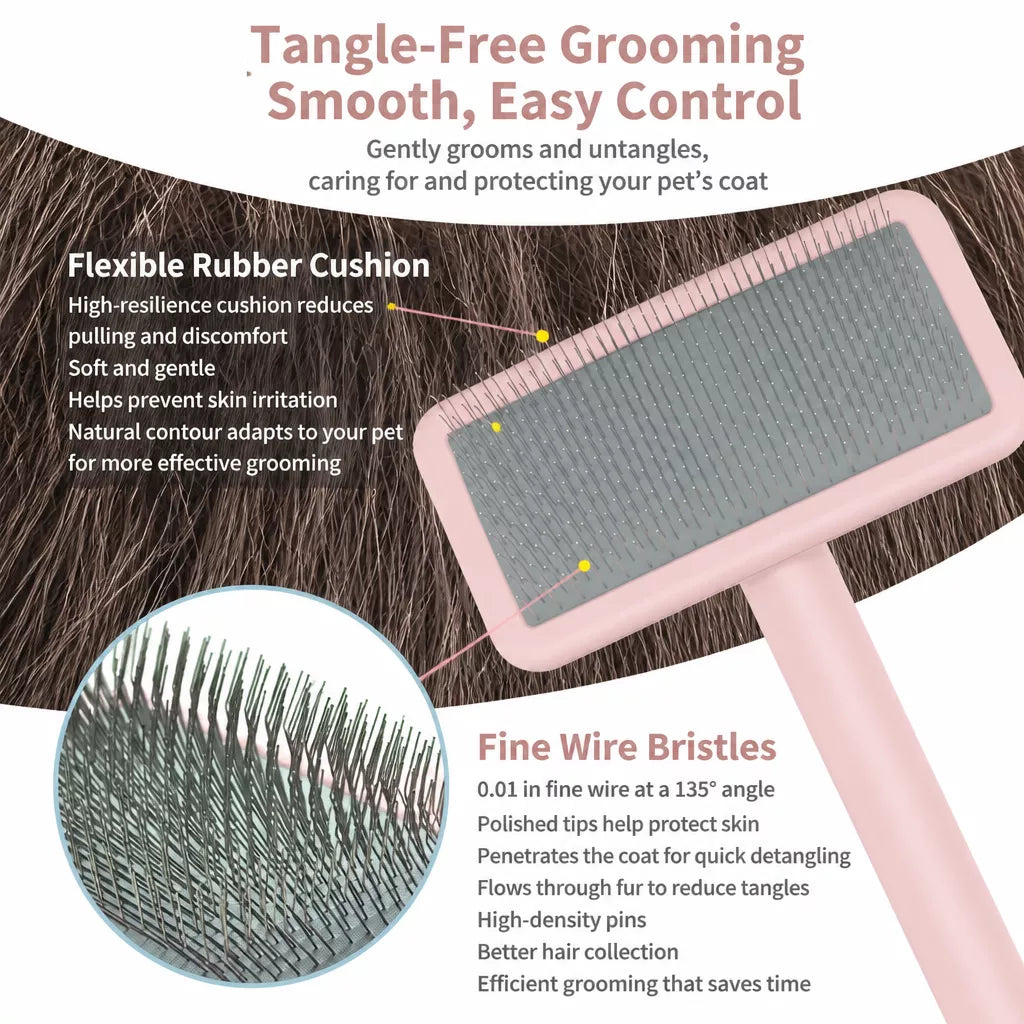 Pet Grooming Pin Brush for Detangling and Fluffing