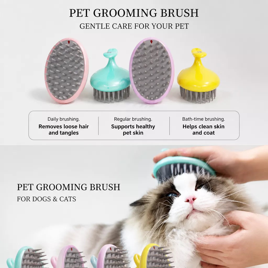 Dog & Cat Bath Brush for Grooming and Loose Hair Removal