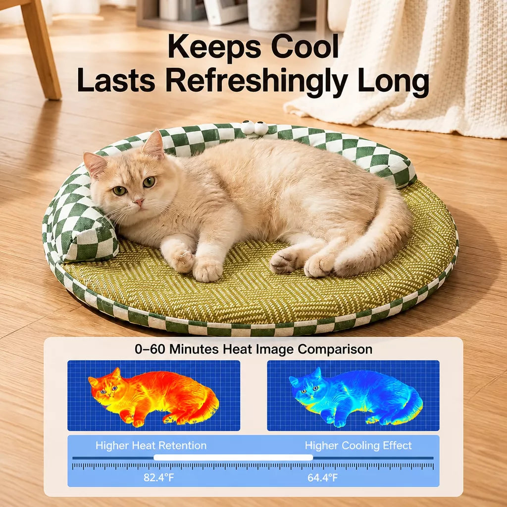 Round Cat Bed with Removable, Washable Mat