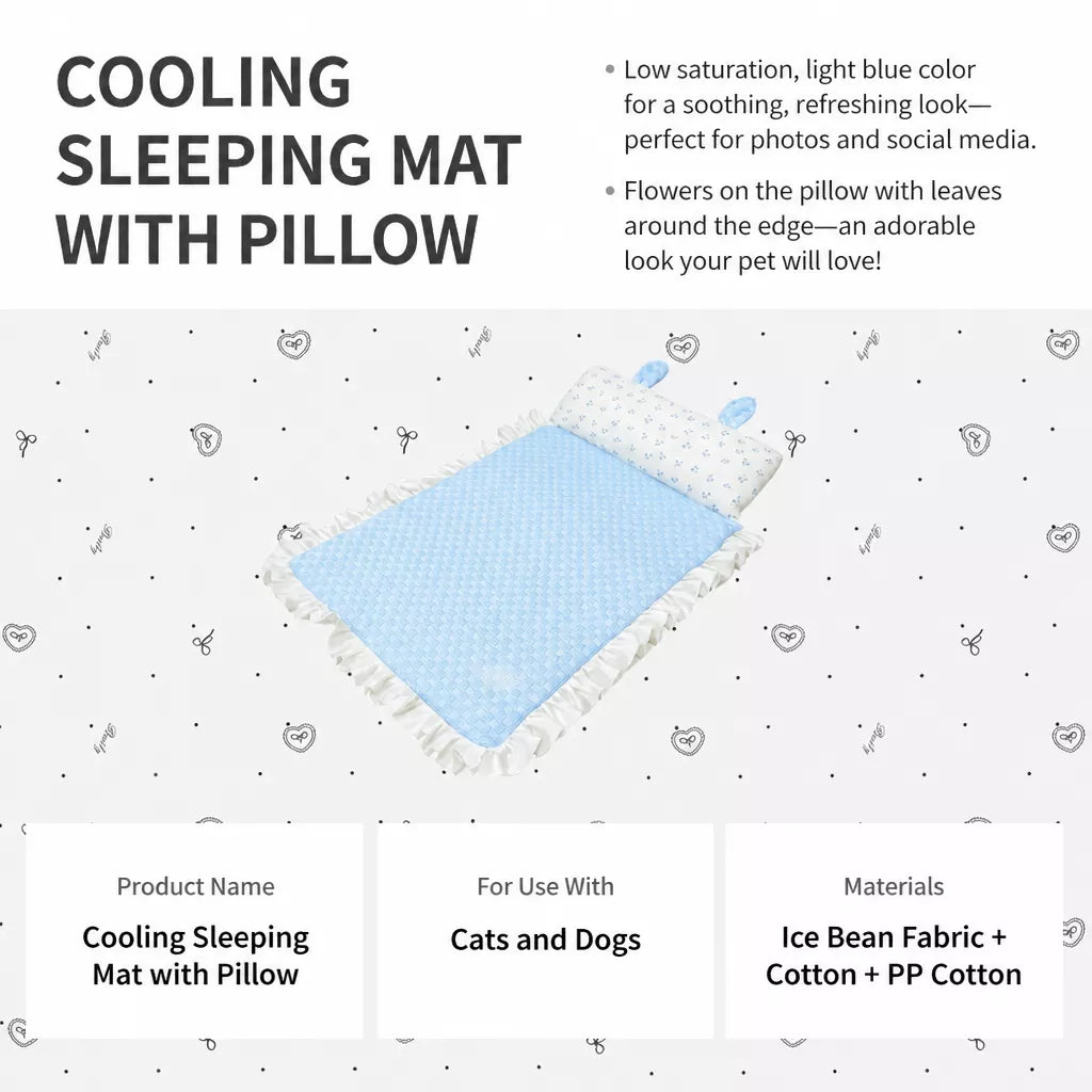 Pet Bed Mat with Bunny-Ear Pillow for Cats and Dogs