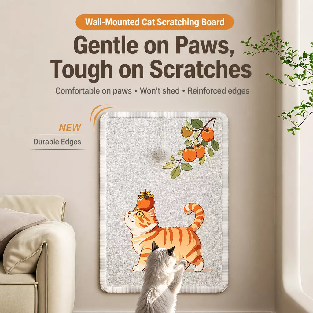 Adhesive Wall-Mounted Cat Scratcher with Braided Cotton Rope