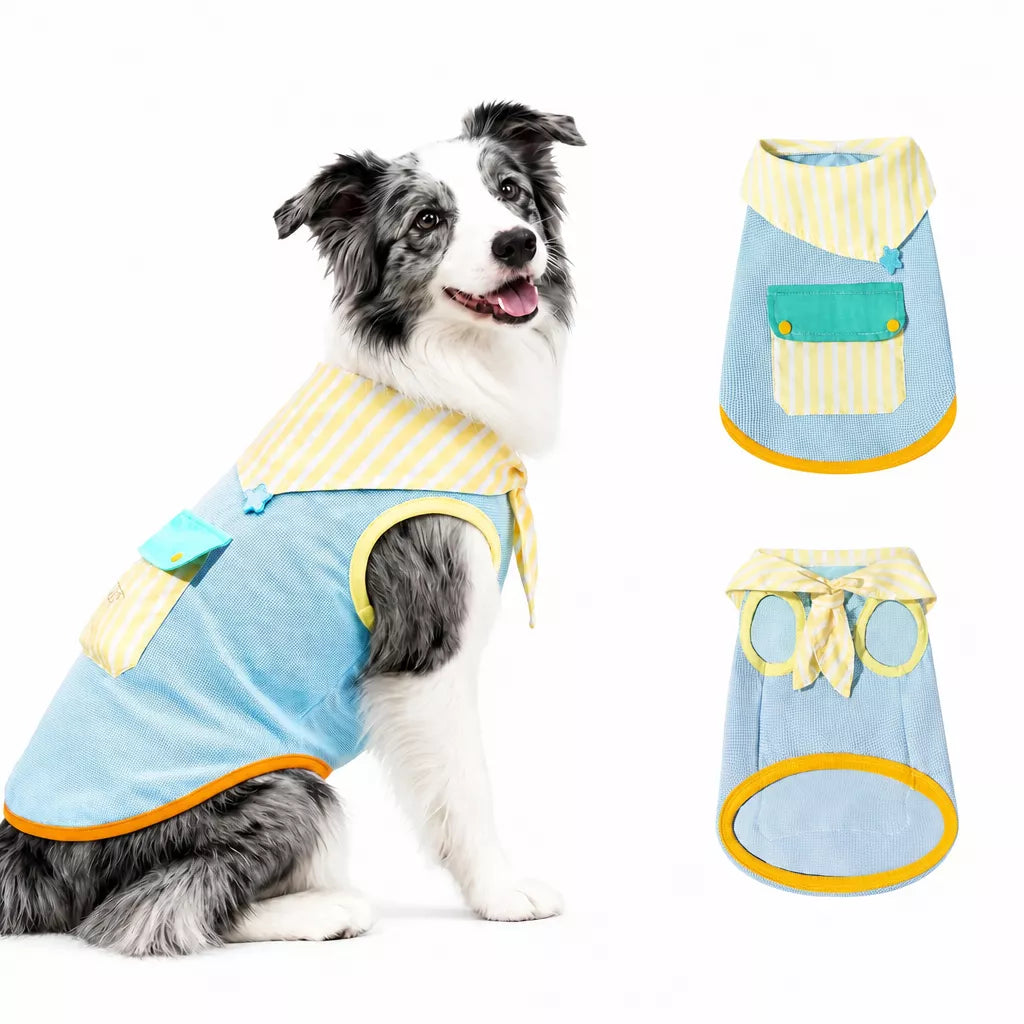 Cotton-Linen Bow Tie Dog Vest