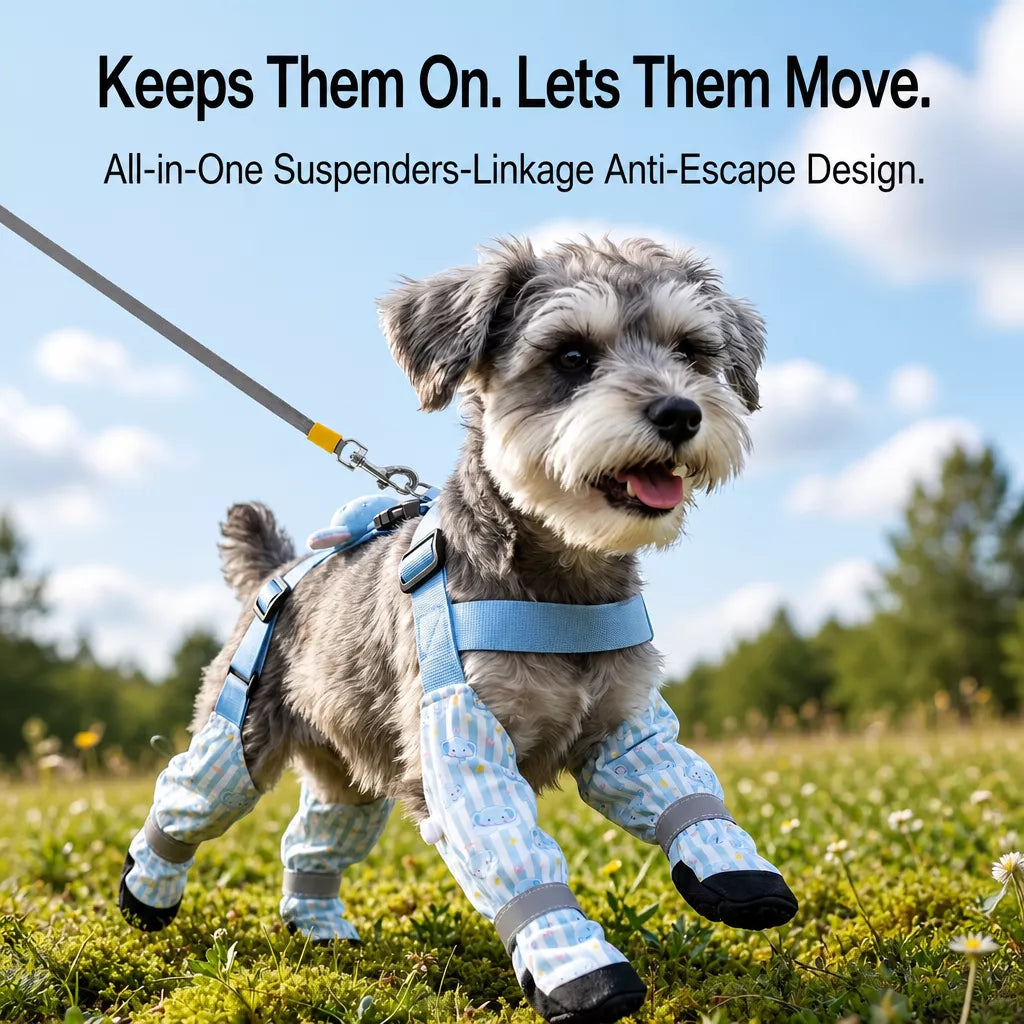 Water-Resistant Dog Jumpsuit with Built-In Paw Covers
