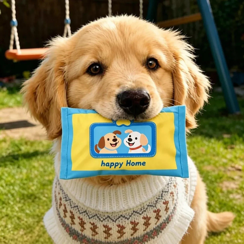 Interactive Tissue-Pulling Dog Toy with Treat Pocket and Squeaker