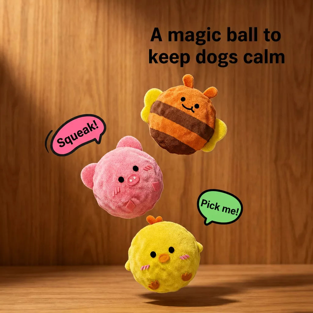 Cartoon Spiky Squeaky Ball Toy for Dogs