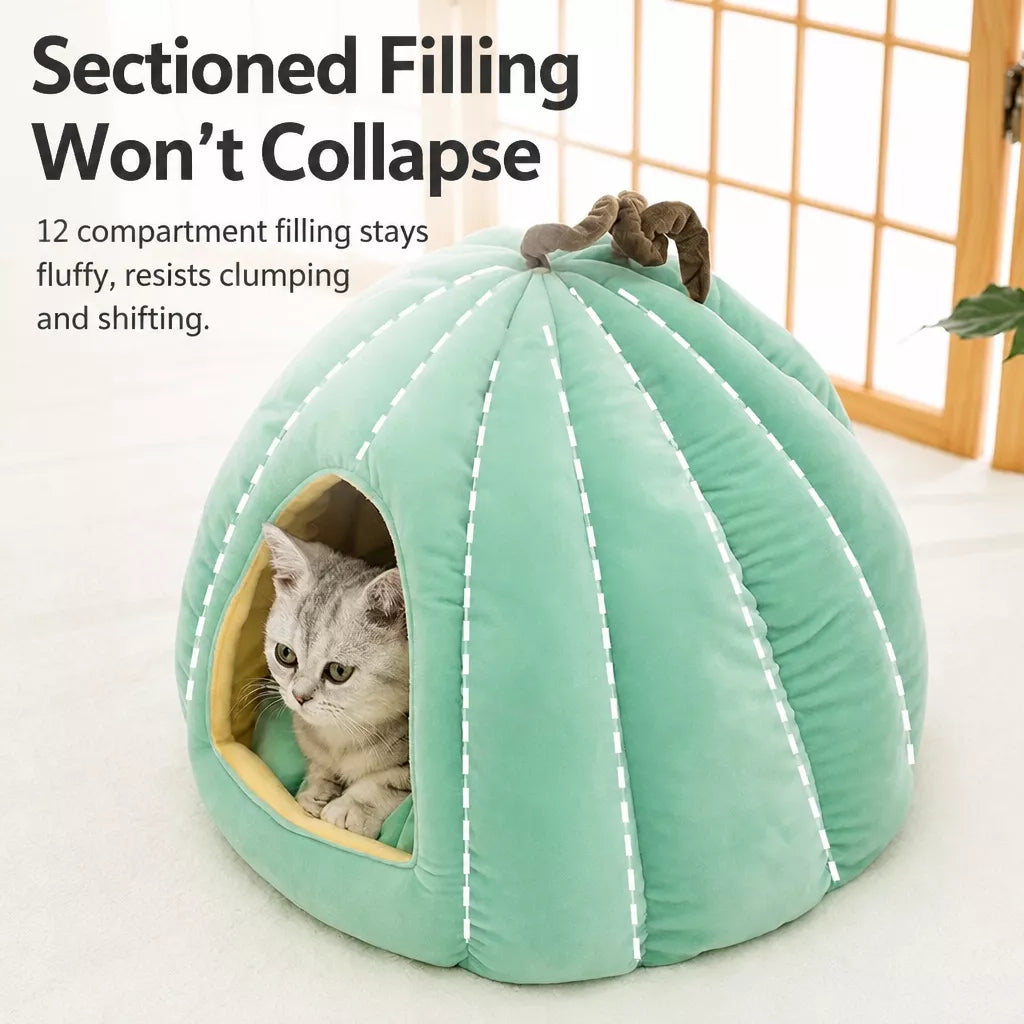 Enclosed Polyester Pet Bed for Cats and Small Dogs