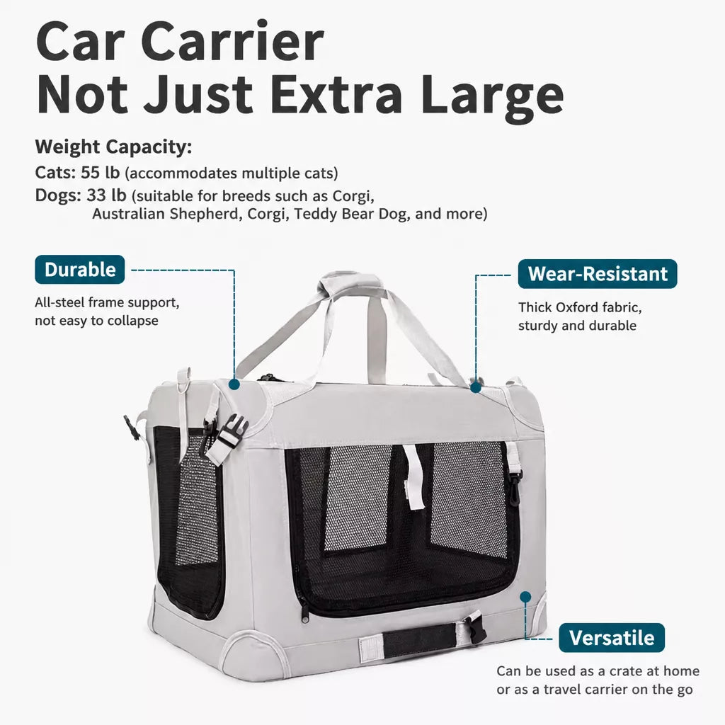 Large Foldable Pet Carrier for Cats and Dogs