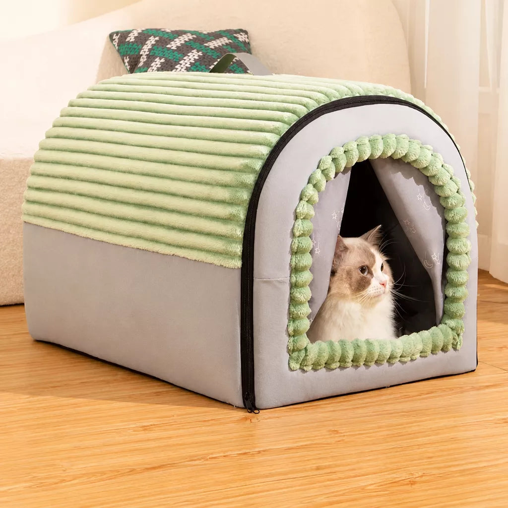 Enclosed Covered Pet Bed for Dogs and Cats