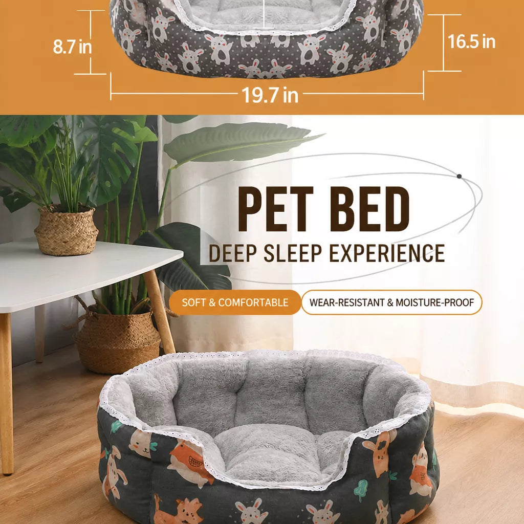 Semi-Enclosed Plush Sofa-Style Pet Bed for Cats and Small Dogs