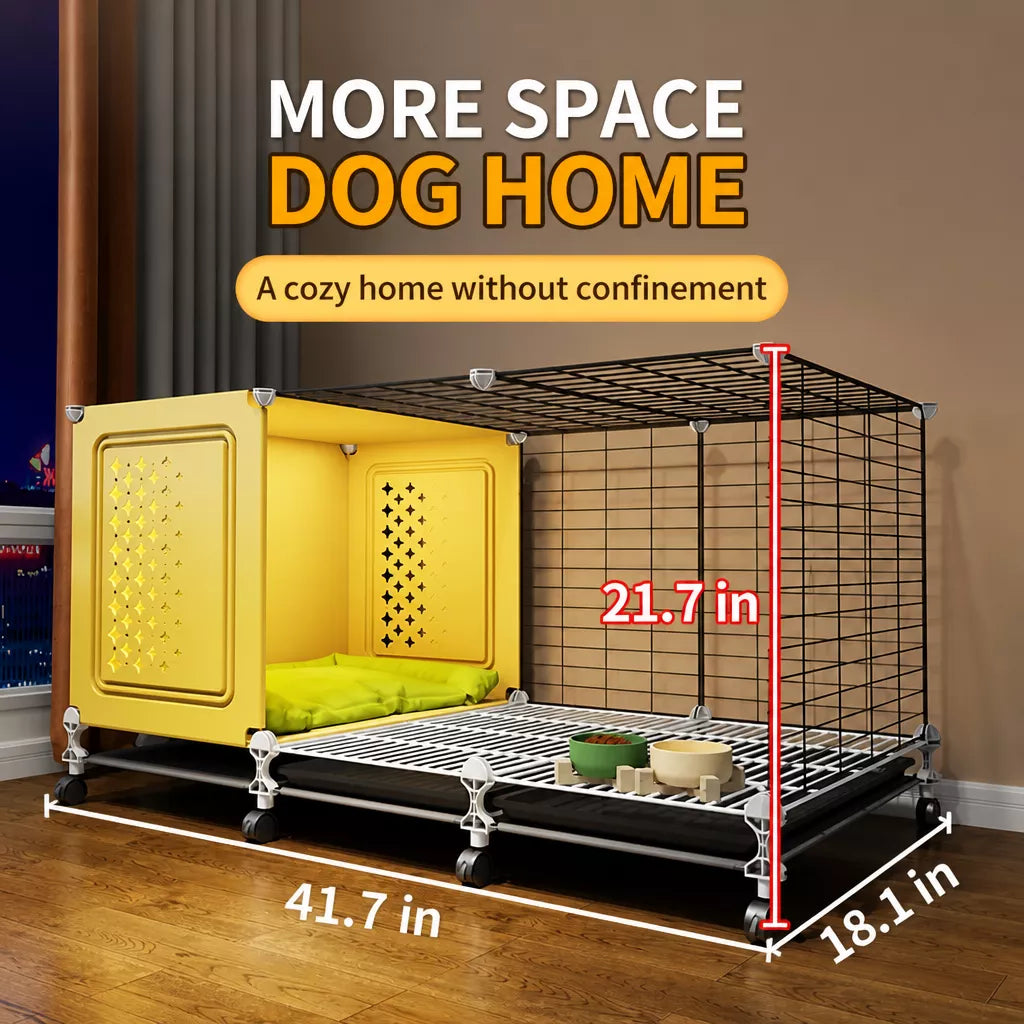 Elevated Indoor Dog Kennel with Separate Toilet Areas for Small Dogs