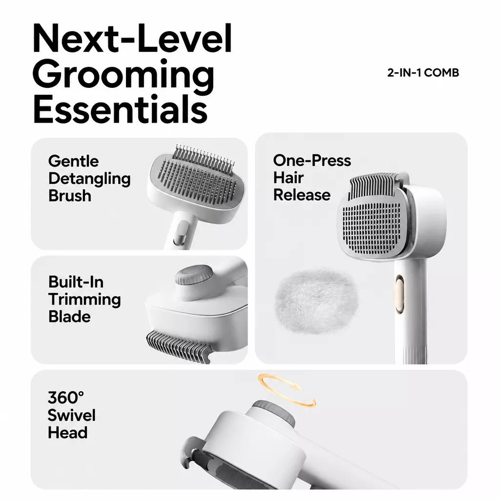2-in-1 Deshedding & Detangling Comb for Cats and Dogs