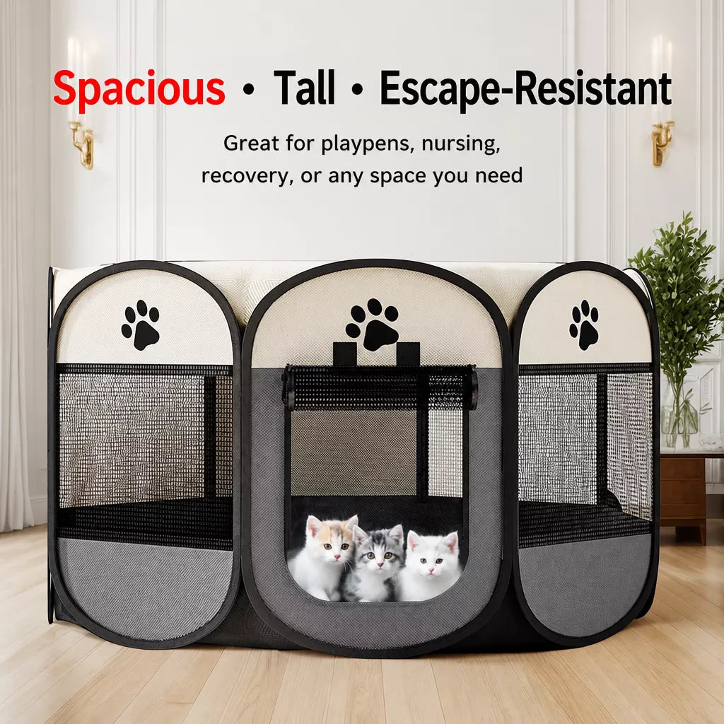 Foldable Enclosed Pet Bed for Cats and Dogs