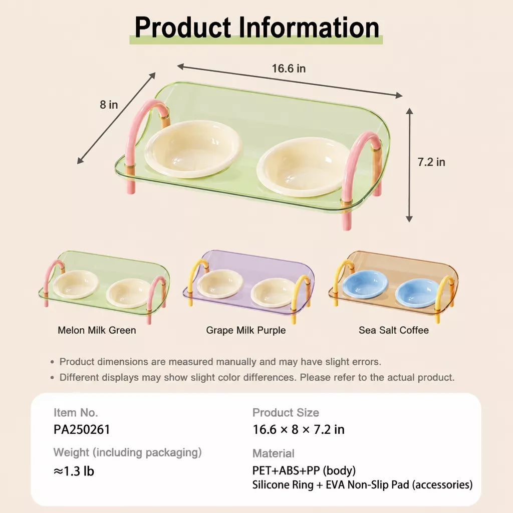 Ceramic Double-Bowl Slow Feeder Set for Pets