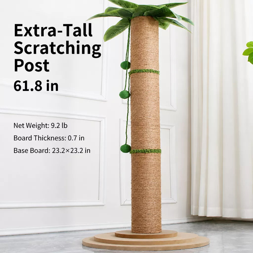 Tall Sisal Cat Scratching Post with Vertical Climbing Design