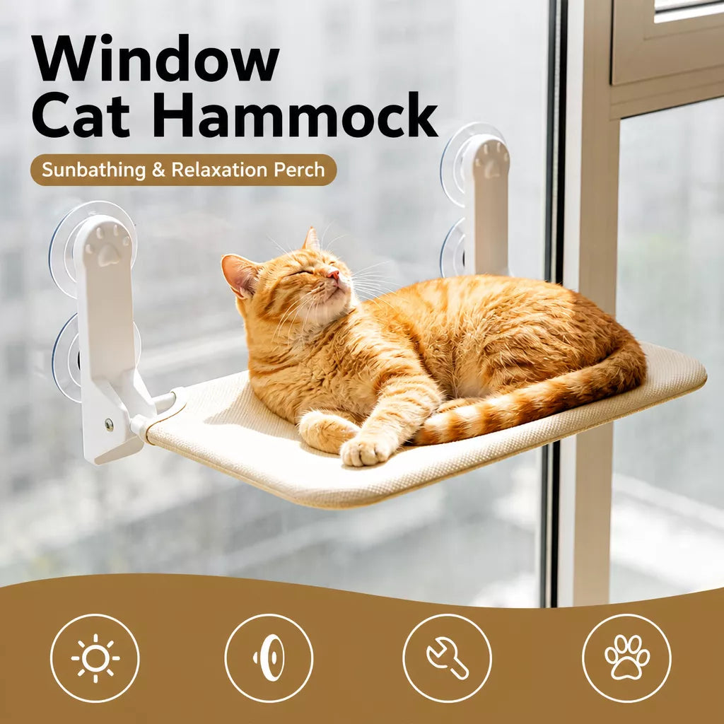 Window-Mounted Cat Hammock Bed with Suction Cups