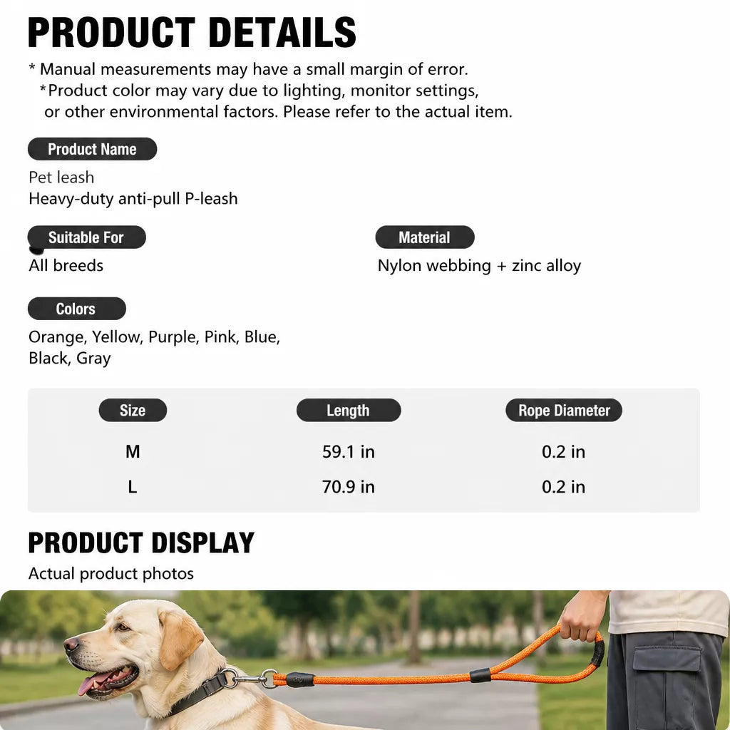 Integrated Slip Lead Dog Leash with Close-Control Handle