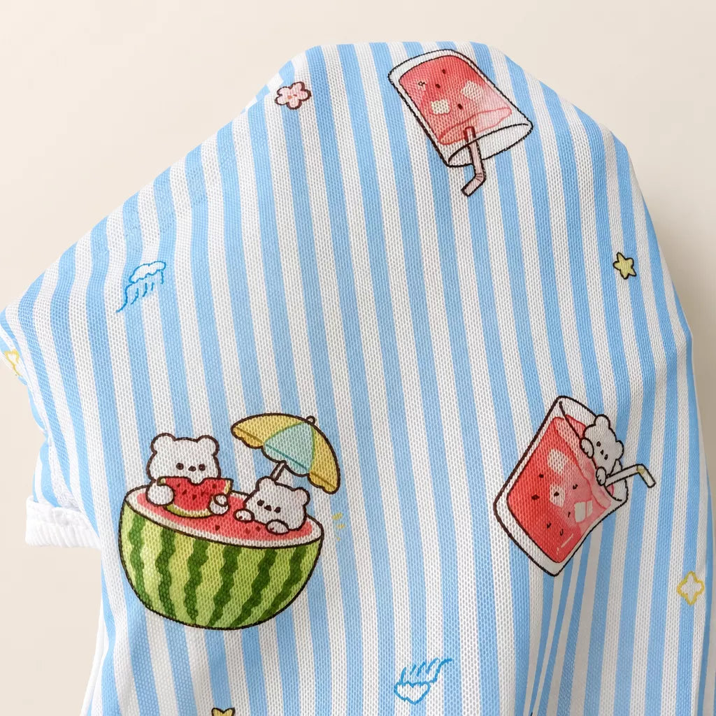Summer Mesh Four-Leg Dog Outfit with Cartoon Print