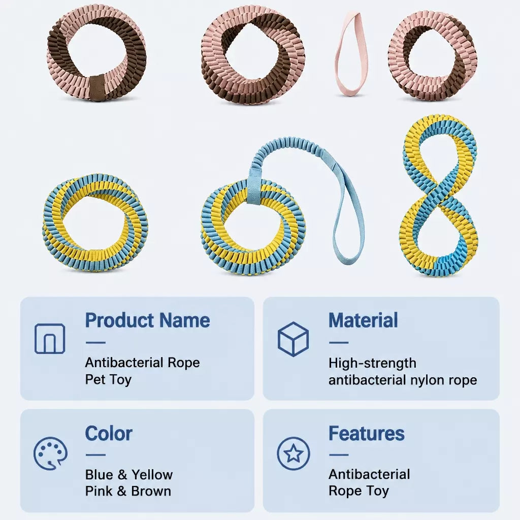 Knotted Nylon Dog Rope Tug Toy for Interactive Play