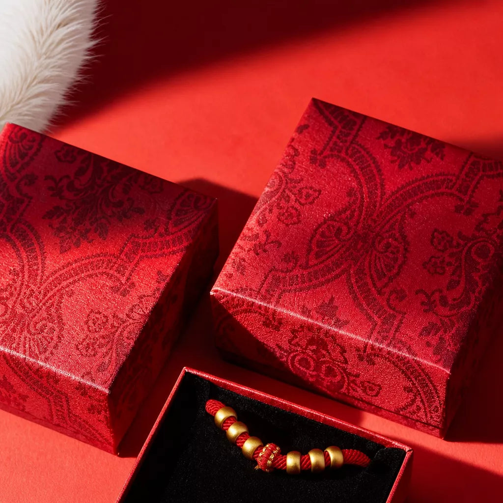 Red Chinese New Year Pet Collar with Decorative Copper Charm