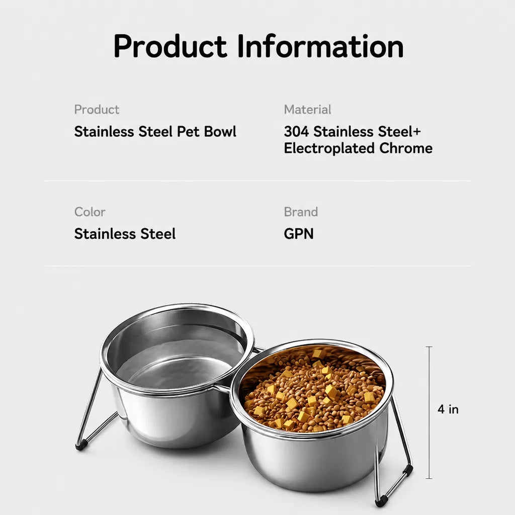 Elevated Stainless Steel Pet Bowl Stand for Dogs & Cats