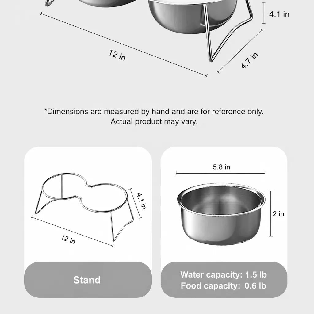 Elevated Stainless Steel Pet Bowl Stand for Dogs & Cats