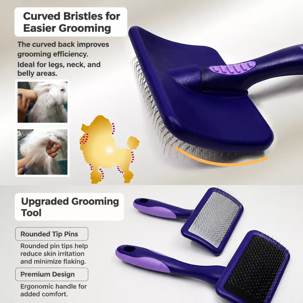 Dog & Cat Grooming Pin Brush for Detangling and Loose Fur