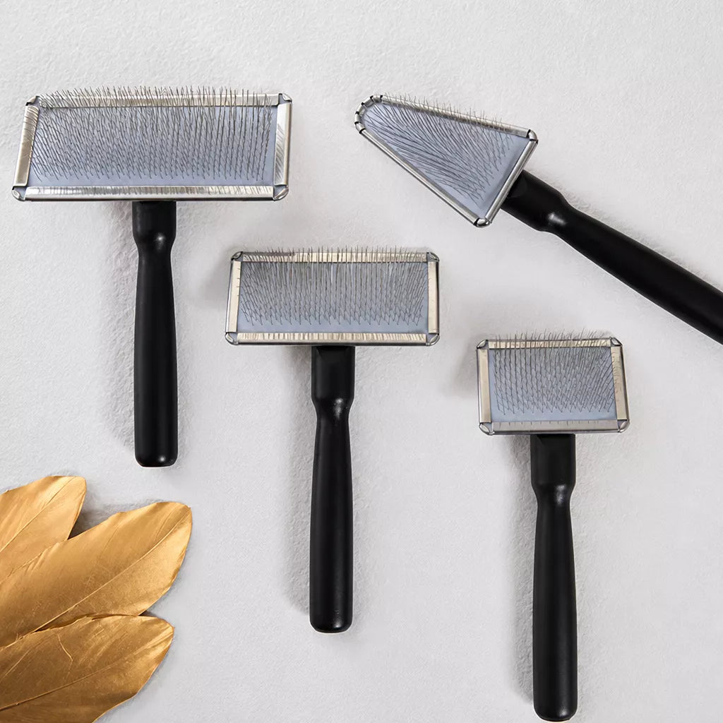 Cushioned Wooden Slicker Brush for Dogs & Cats