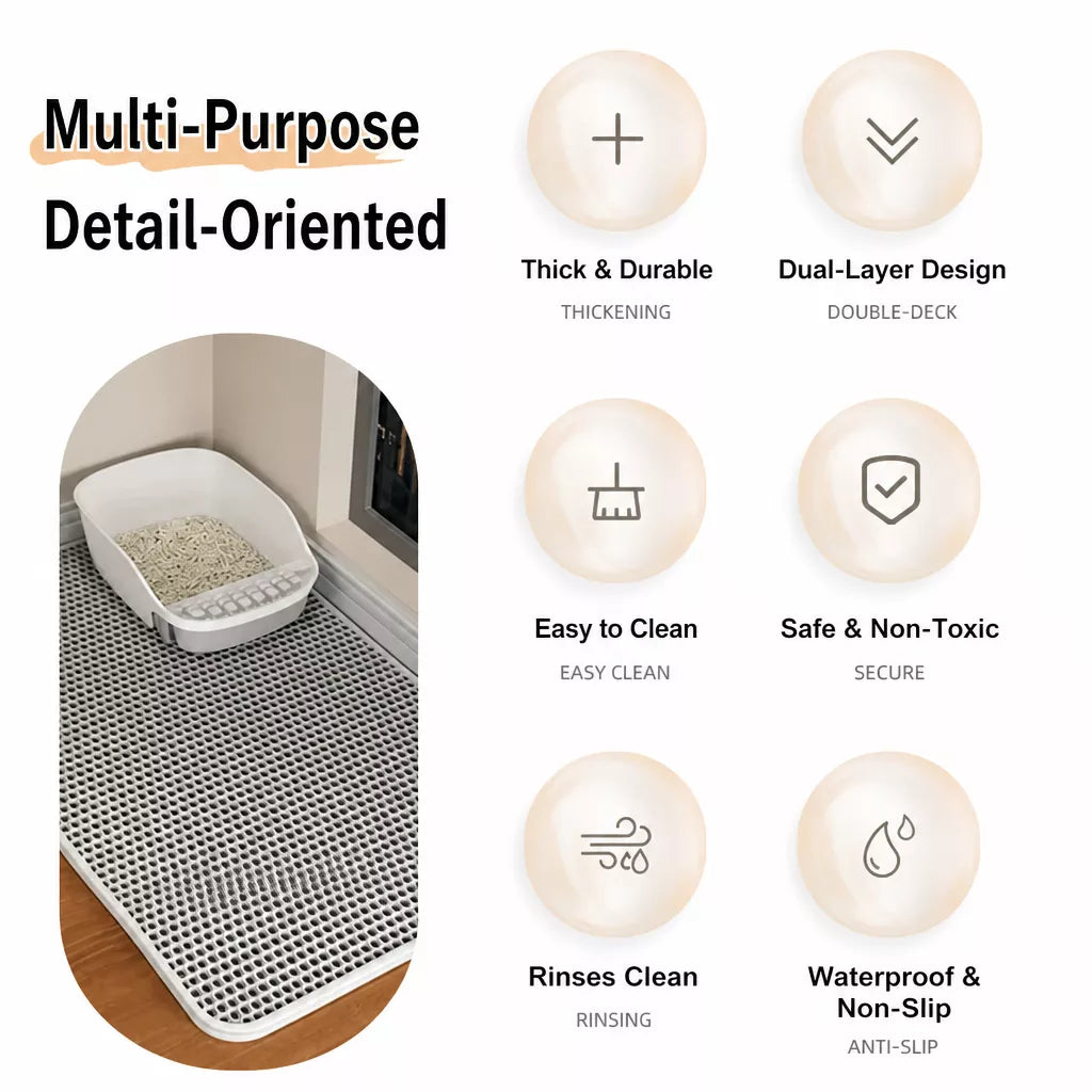 Double-Layer EVA Cat Litter Mat, Cut-to-Fit