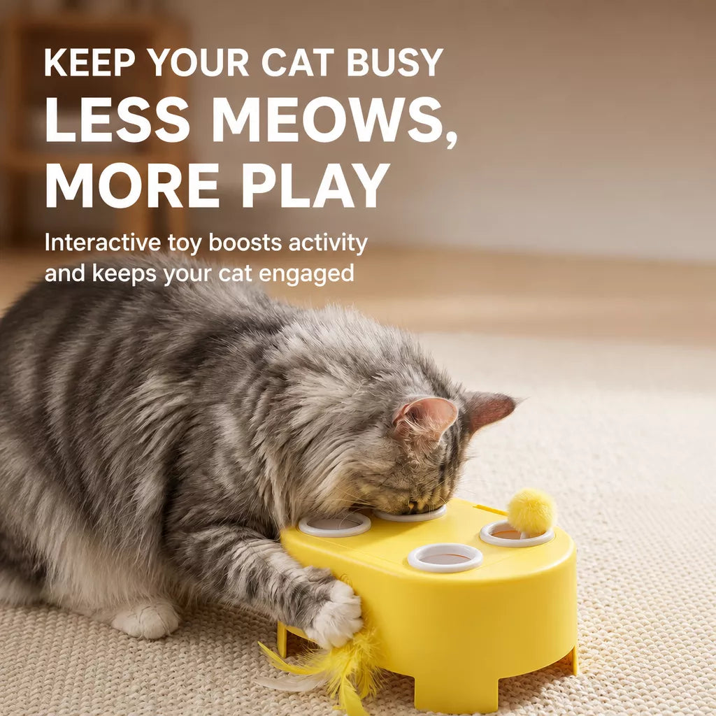 Interactive Electric Cat Toy with Feather and Yarn Attachments