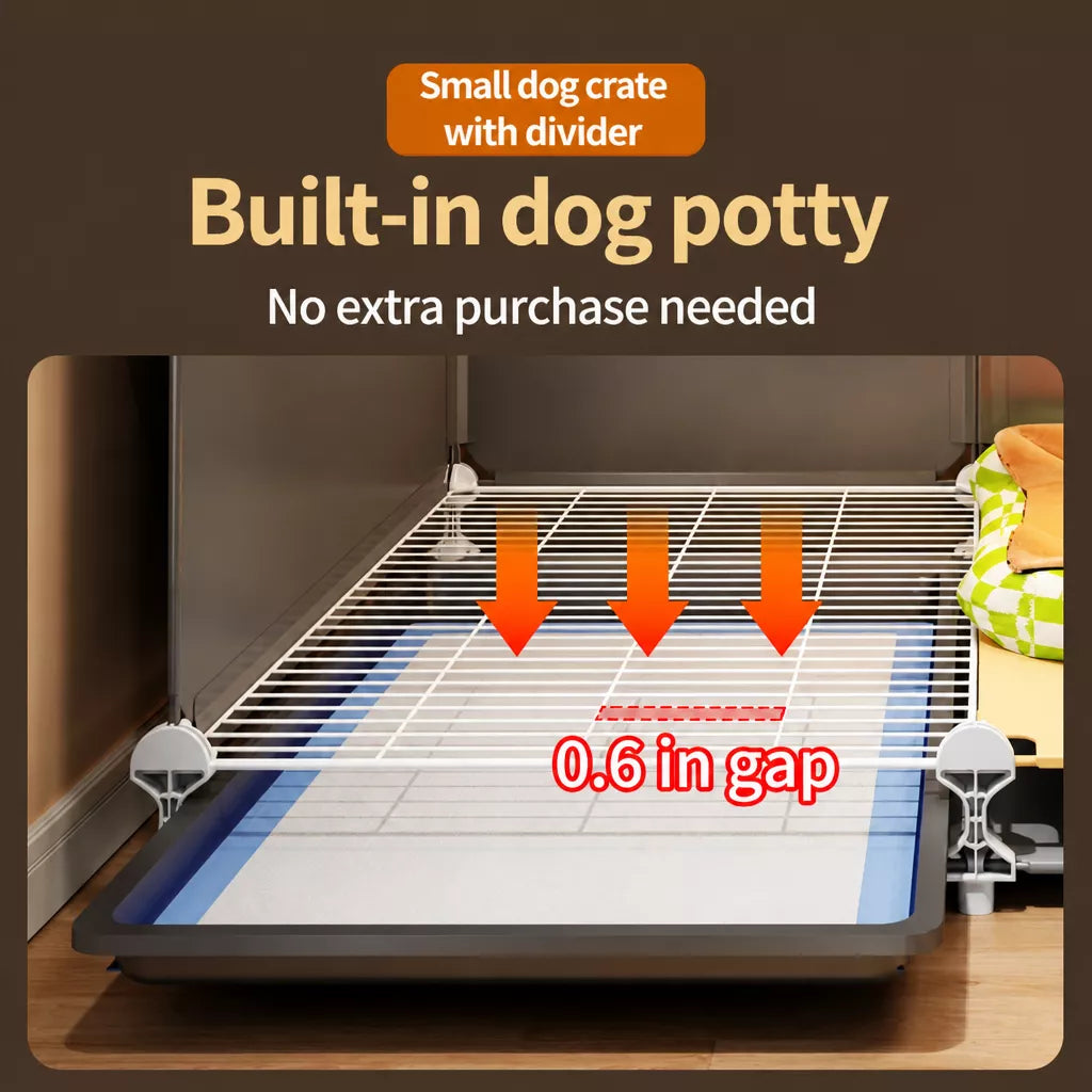 Indoor Iron Dog Crate with Separate Potty Area