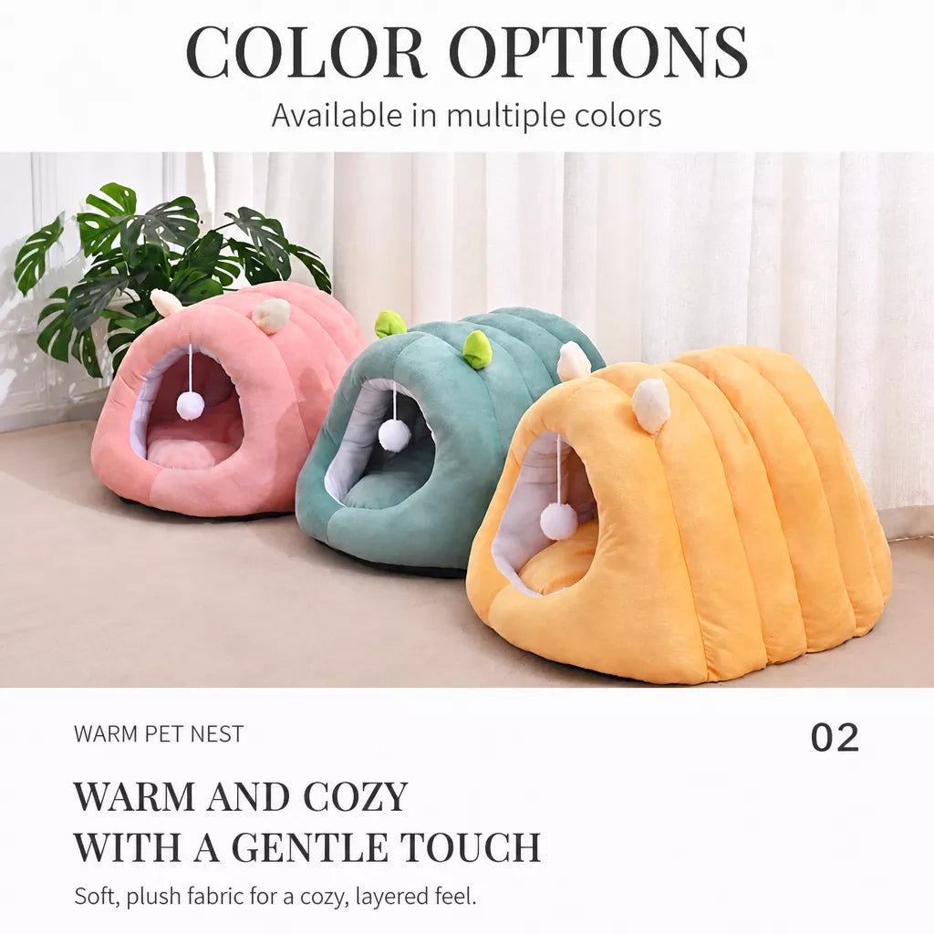 Semi-Enclosed Cat Bed with Tunnel-Style Hideaway