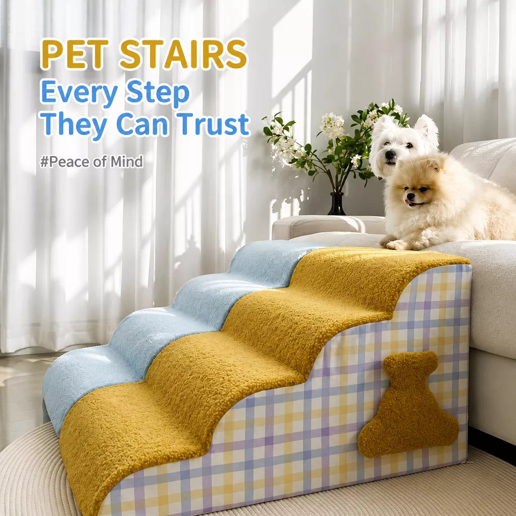 Foam Pet Stairs for Dogs and Cats, 3–5 Steps