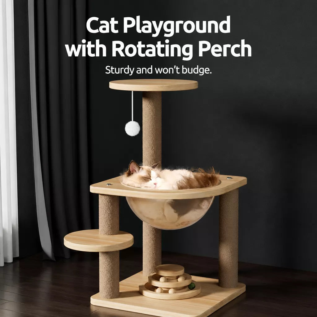 Cat Tree with Space Capsule Hideaway and Scratching Post
