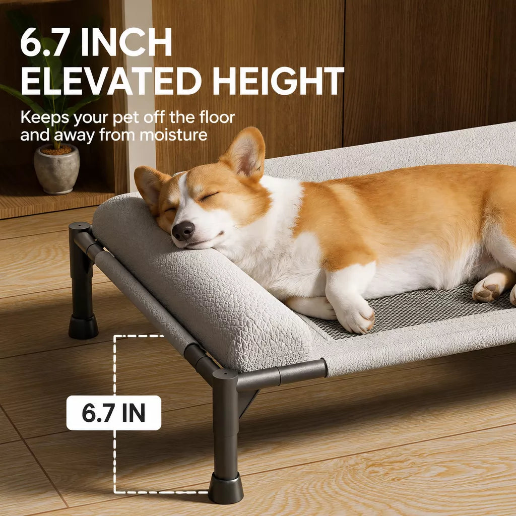 Elevated Faux Leather Dog Bed with Removable, Washable Design