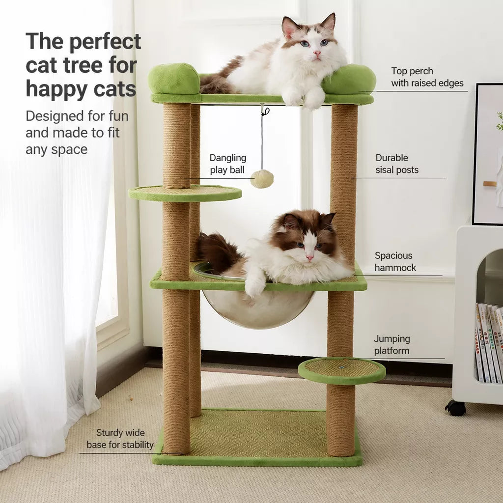 Compact Cat Tree with Space Capsule Hideaway and Perch